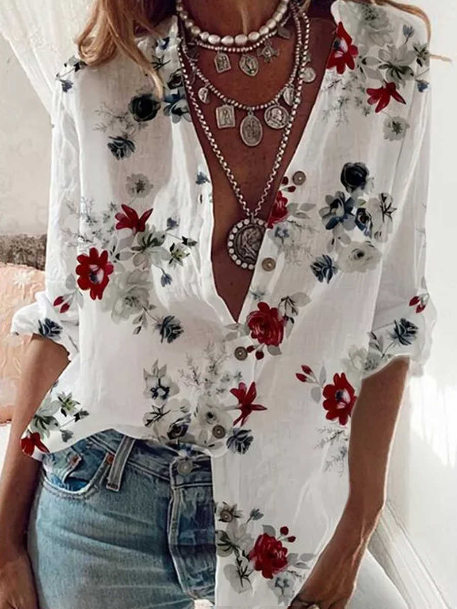 Floral Long Sleeve Casual Blouse